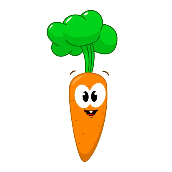 Funny carrot in cartoon style. Concept Fruits and vegetables. Summer — Stock Vector
