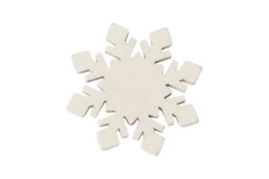 İzole edilmiş beyaz bir arka planda kar tanesi. Yeni yıl, kış konsepti. Düz yatış, üst görünüm