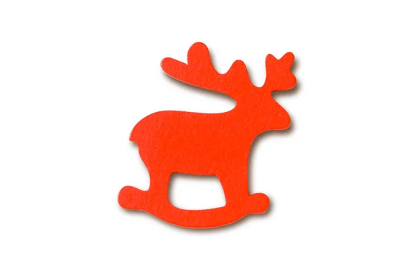 红鹿在白色孤立的背景上 冬季的概念 平躺在地上 俯瞰四周 — 图库照片