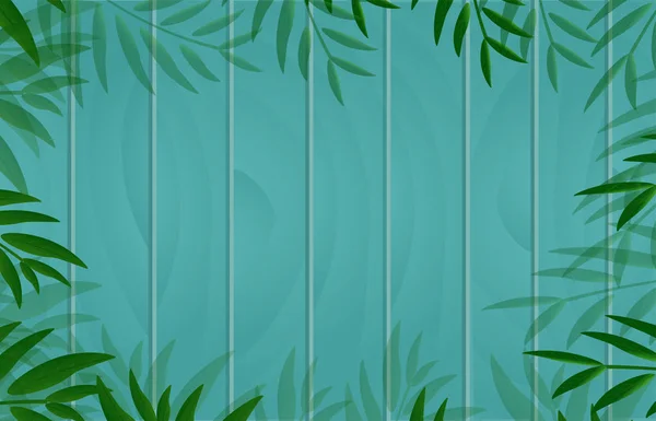 Vector Prachtige Natuur Achtergrond Banner Een Houten Plank Met Bladeren — Stockvector
