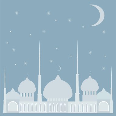 vektör yapı Istanbul sophia gece hai dini bir kilisede. yıldızlar ve ay tatil için mavi renkte