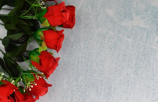 Colagem banner com flores de rosas vermelhas — Fotografia de Stock