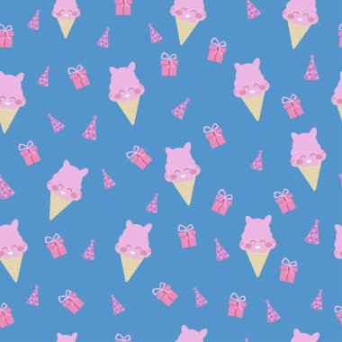 Vektör patten dondurma tatlı ve hediye kutusu ile sorunsuz