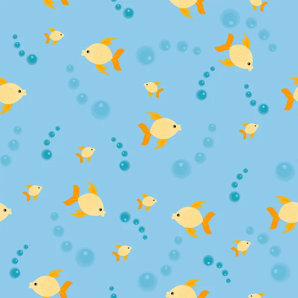Θαλάσσιο χωρίς συγκόλληση μοτίβο με κίτρινο ψάρι — Διανυσματικό Αρχείο