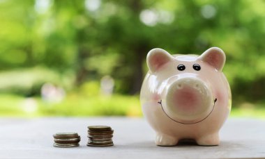 Ekonomi için sikkeler için pembe para kutusu