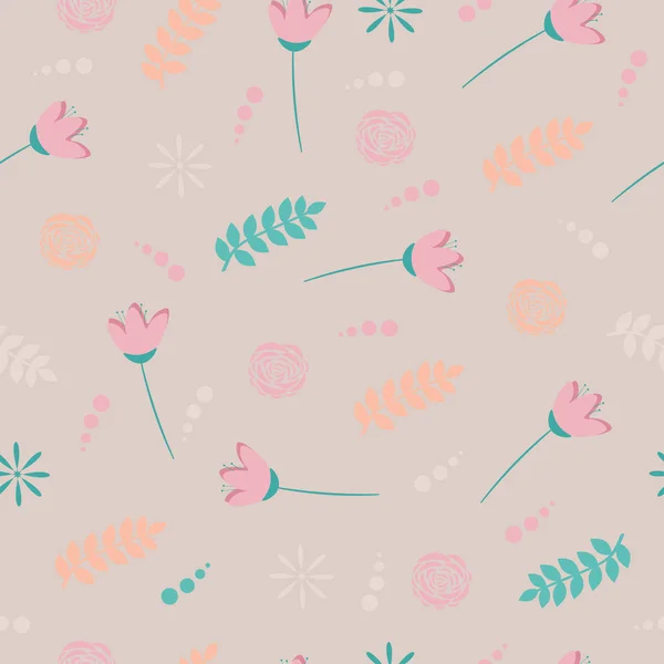 Mignon motif sans couture avec des plantes — Image vectorielle