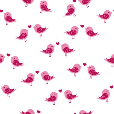 kalpleri ile pembe kuşlar ile desen