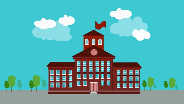 Bâtiment façade maison école rouge — Image vectorielle