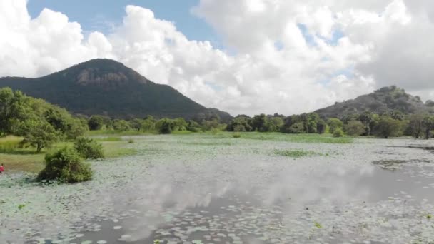 Sri lanka natuur bergen lake antenne schot mooie hemel — Stockvideo