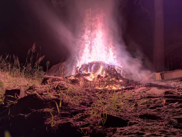 女巫安息日 森林中央的一个明亮的夜晚 — 图库照片