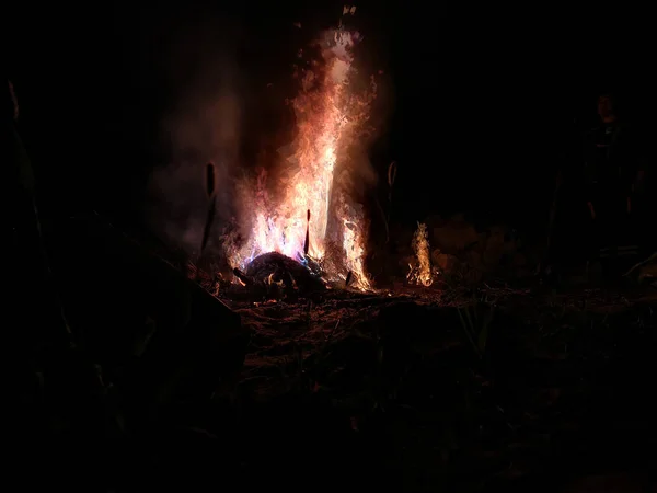 Foc Tabără Natură Focul Inchiziţiei Foc Tematic Halloween — Fotografie, imagine de stoc