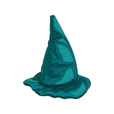 cadının şapka, Cadılar Bayramı şapka. Kroki tarzı beyaz arka plan izole. vektör çizim