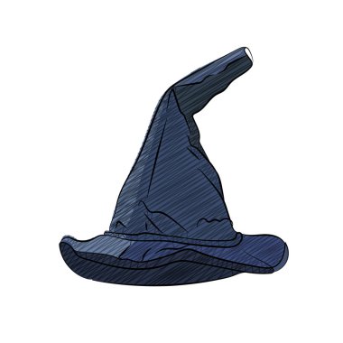 Cadılar Bayramı şapka cadı şapka vektör çizim beyaz arka plan üzerinde. Stil çizimi