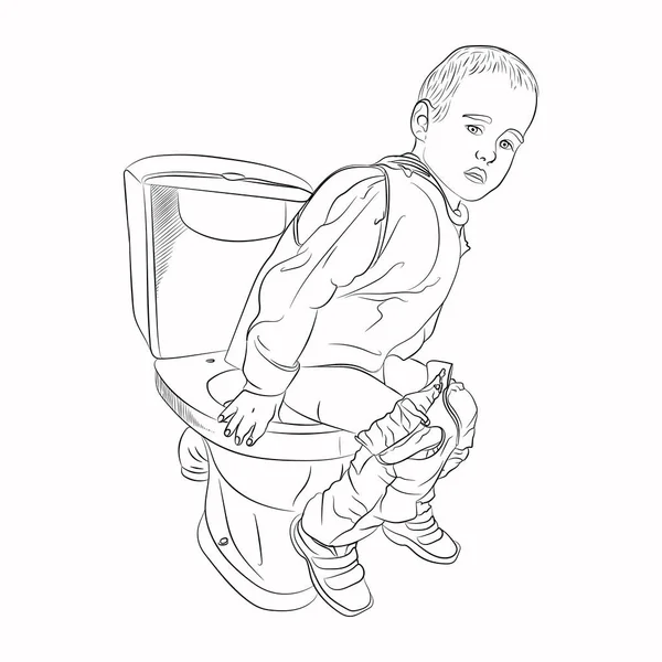 Probleme Mit Babynahrung Baby Auf Der Toilette Vektor Illustration Auf — Stockvektor