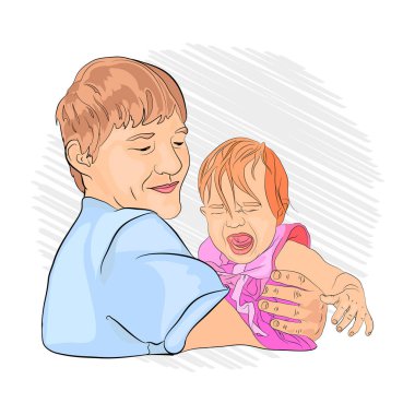 Babalar ve oğullar. ağlayan çocuk isteri. Papaya bebek. çaresizlik anne. bir kriz. Teknik çizim