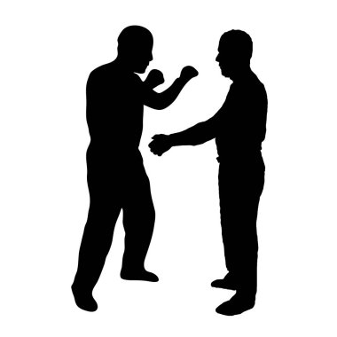 boks kuralsız dövüş. siluetleri erkek beyaz izole zemin üzerinde. vektör çizim