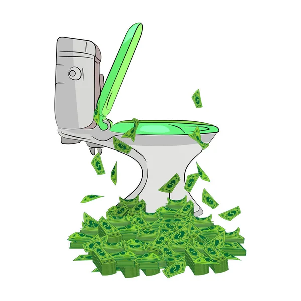 Geld Der Toilette Das Geld Der Toilette Spülen Vektor Illustration — Stockvektor