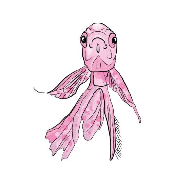 pembe ev akvaryum balık. vektör illüstrasyon izole beyaz zemin üzerine