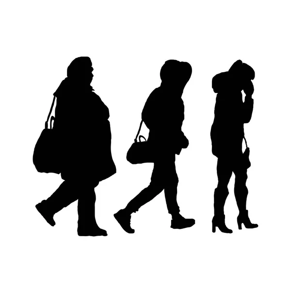 Schwarze Silhouette Das Mädchen Ist Voll Mittelgroß Und Dünn Illustration — Stockvektor