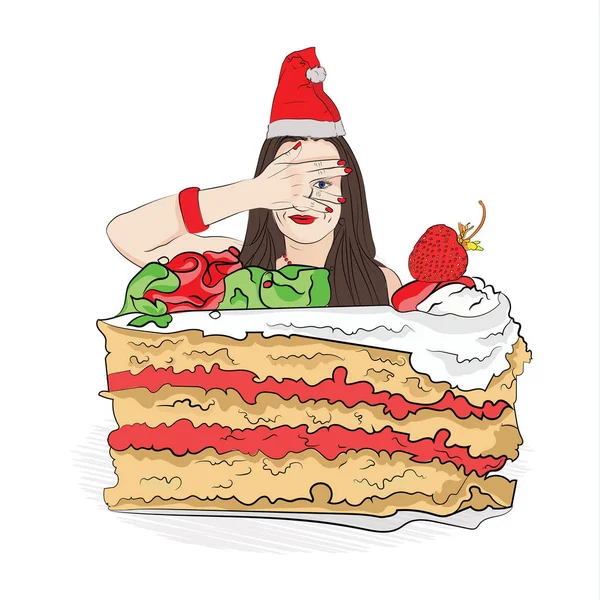Comer Exceso Para Nuevo Año Dieta Navidad Ban Sweet Ilustración — Archivo Imágenes Vectoriales