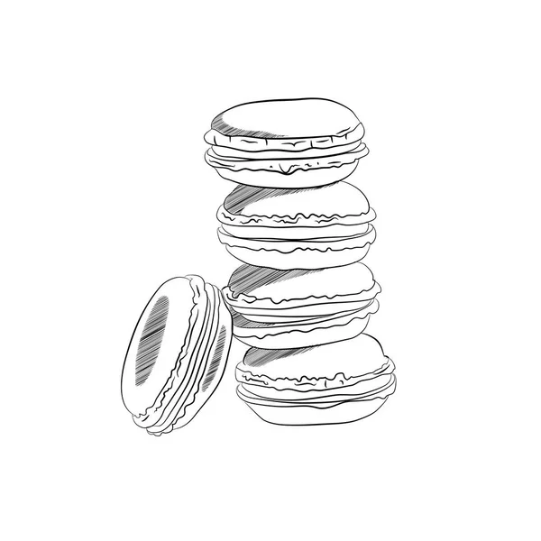 Barevné Soubory Cookie Sweet Vektorové Ilustrace Černobílé Skicování Styl Barvení — Stockový vektor