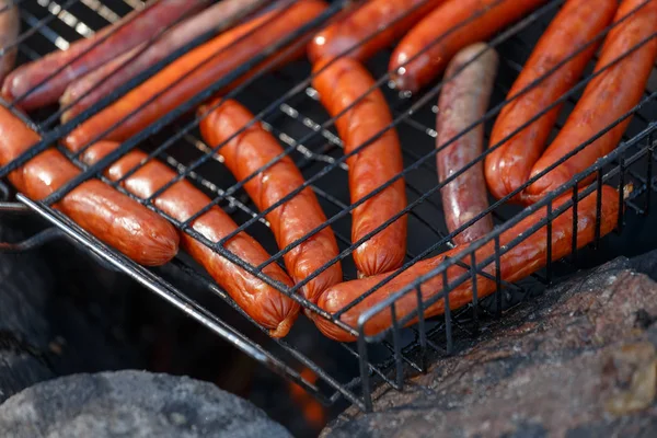 Sausage Fire Roasted Grill — Stock Photo, Image