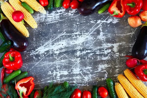 Fresh Cut Vegetables Wooden Background Concept Vegetarian Diet Preparation Salad — Stock Photo, Image