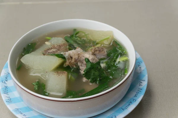 Sopa Osso Porco Picante Polvilhe Com Pimenta — Fotografia de Stock