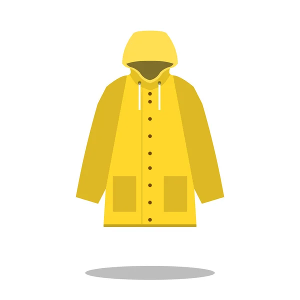 Raincoat yellow icon, Flat design of rain coat clothing with round shadow, vector illustration — Stock Vector