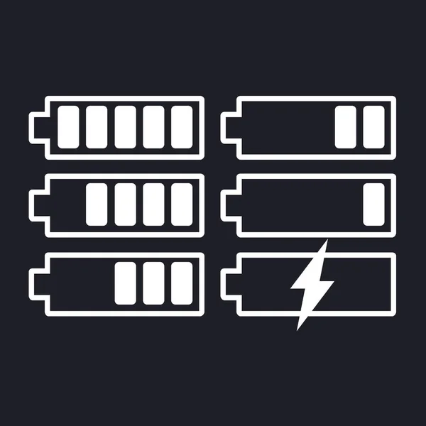 Battery icon vector set on isolated background. Symbols of battery charge level, full and low. The degree of battery power flat vector illustration. — Stock Vector