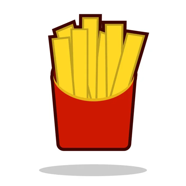 Franse frietjes in papier vak, geïsoleerde pictogram. Fast-food concept. Vectorillustratie — Stockvector