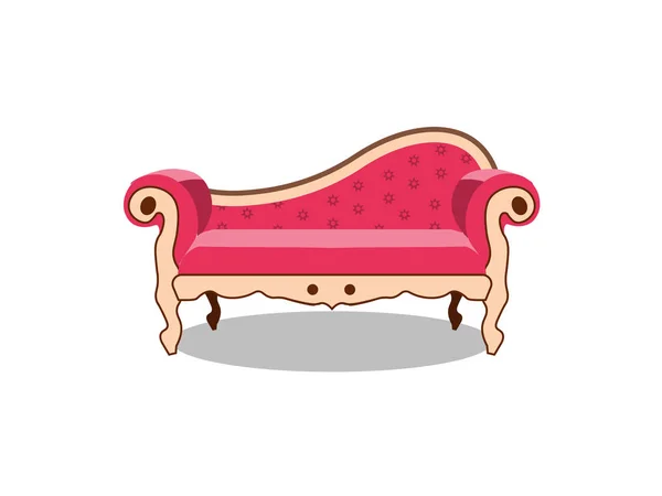 Vecteur réaliste canapé rose luxueux avec des jambes sculptées isolées sur le fond. Canapé royal antique doré de style victorien. Objet de mobilier intérieur, cher et exclusif pour vip personne — Image vectorielle