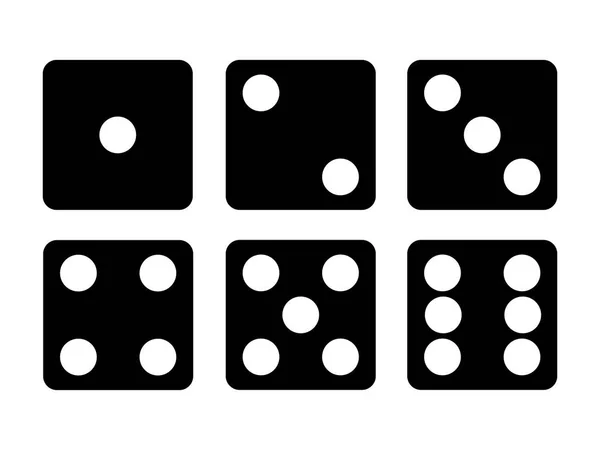 Siyah zar simge kümesi. Altı zar illüstrasyon vektör.