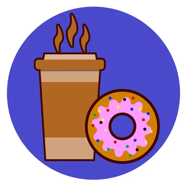 Tasse à café et icône de beignet illustration vectorielle isolé sur fond — Image vectorielle