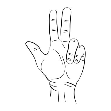 3 parmak simgesi. Üç parmak sayısı kadar illüstrasyon izole jest. Logo veya amblem infographics veya web siteleri ve tasarım için kullanılan