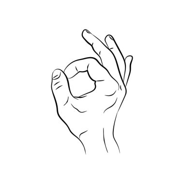 El gösteren simgesi tamam. Tamam. illüstrasyon izole beyaz arka plan üzerinde. Web, poster, bilgi grafik işareti