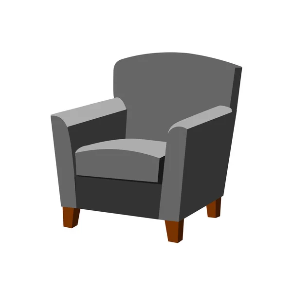 Grijze fauteuil. Vector illustratie geïsoleerd op witte achtergrond. — Stockvector