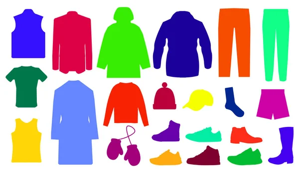 Kläder och accessoarer mode Ikonuppsättning. Män och kvinnor kläder vector Ikonuppsättning. — Stock vektor
