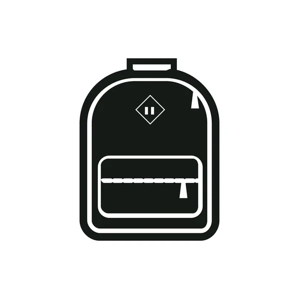 Silueta monocromática del icono de la mochila. Estilizado símbolo simplificado de mochila. Una mochila. Bolso escolar. Saco. Ilustración vectorial. Blanco y negro . — Archivo Imágenes Vectoriales