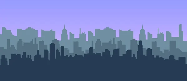 Nowoczesne miasto tło wektor krajobraz do projektowania stron internetowych. Ilustracja z panoramy miasta. Horyzontalny pejzaż miejski. — Wektor stockowy