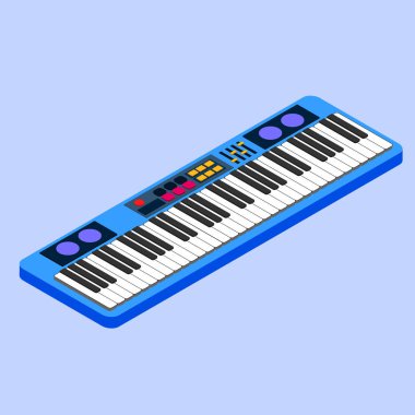 Vektör illüstrasyon synthesizer. Müzik Ekipmanları. 3d Biyometrik Tasarım. Eps