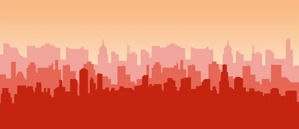 Amanecer de ciudad. Contorno de rascacielos, panorama de la ciudad. Fondo de vector de paisaje moderno para el diseño web. skyline ilustración. Paisaje urbano horizontal. EPS — Archivo Imágenes Vectoriales