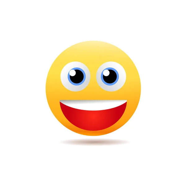 Emoji sorridente com ilustração de boca aberta. EPS — Vetor de Stock