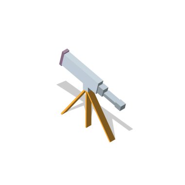 Beyaz arkaplan EPS üzerinde izometrik 3d biçiminde teleskop simgesi