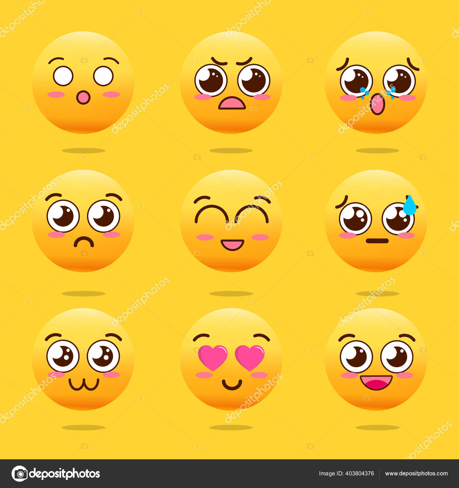 Face Anime Emotion. Expressões De Cartoon Kawaii. Cômico Emoções Avatar  Animais Rostos Sorrisos E Símbolos De Beijo Ilustração do Vetor -  Ilustração de grito, emoticon: 280473336