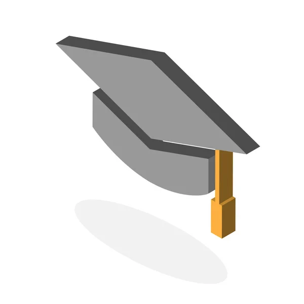 Icono de sombrero graduado. Isométrico del icono del vector sombrero graduado para el diseño web aislado sobre fondo blanco EPS — Vector de stock