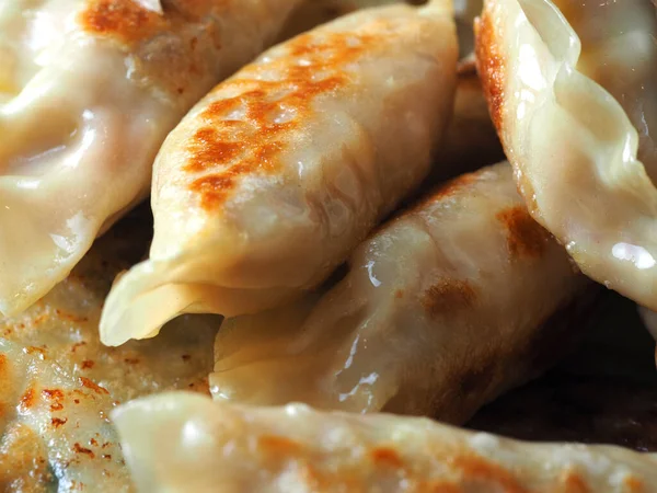 Närbild Stekt Dumplings Asiatisk Rätt Kan Användas Som Bakgrund — Stockfoto