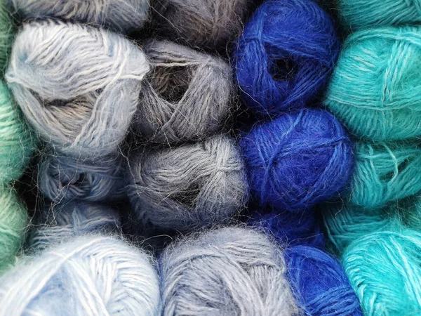 Balls Craft Hobby Multicolored Thread Wool Fiber Color Cotton Yarn — Stock Photo, Image