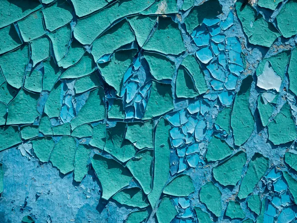 Old Weathered Peeling Paint Blue Wall Close Background Texture — Stock Photo, Image