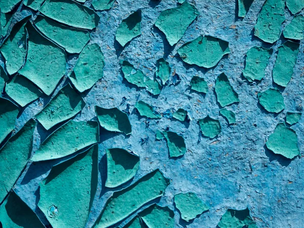 Old Weathered Peeling Paint Blue Wall Close Background Texture — Stock Photo, Image